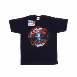 Marvel Mens Captain America Civil War Hex Shield T-Shirt - L, Navy Blue