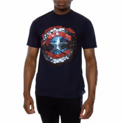 Marvel Mens Captain America Civil War Hex Shield T-Shirt - L, Navy Blue
