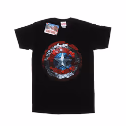 Marvel Mens Captain America Civil War Hex Shield T-Shirt - S, Black