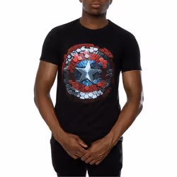 Marvel Mens Captain America Civil War Hex Shield T-Shirt - S, Black