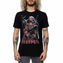 Marvel Mens Deadpool Ready For Action T-Shirt - S, Black