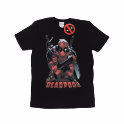 Marvel Mens Deadpool Ready For Action T-Shirt - XXL, Black