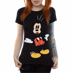 Disney Womens/Ladies Mickey Mouse Surprised Cotton T-Shirt - L, Black