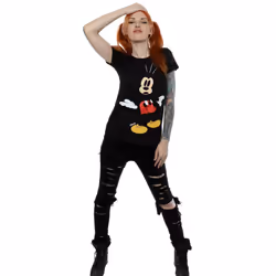 Disney Womens/Ladies Mickey Mouse Surprised Cotton T-Shirt - L, Black