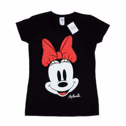 Disney Womens/Ladies Minnie Mouse Distressed Face Cotton T-Shirt - L, Black
