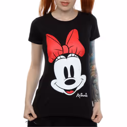 Disney Womens/Ladies Minnie Mouse Distressed Face Cotton T-Shirt - L, Black