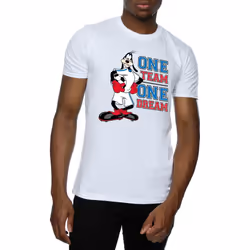 Disney Mens Goofy One Team One Dream T-Shirt - S, White