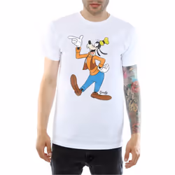 Disney Mens Classic Goofy T-Shirt - XXL, White