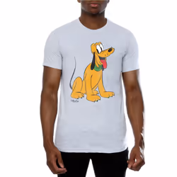 Disney Mens Classic Pluto Cotton T-Shirt - XL, Heather Grey