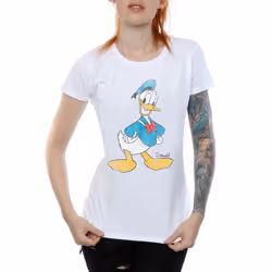 Disney Womens/Ladies Classic Donald Duck Cotton T-Shirt - XXL, White
