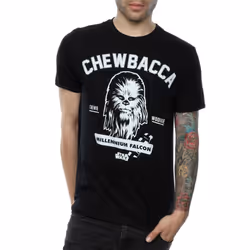 Star Wars Mens Collegiate Chewbacca Heather T-Shirt - L, Black