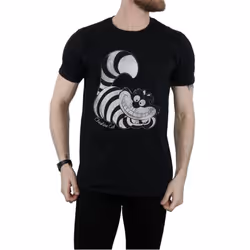 Disney Mens Alice in Wonderland Mono Cheshire Cat T-Shirt - XXL, Black