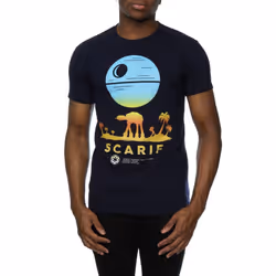Star Wars Mens Rogue One Scarif Sunset T-Shirt - S, Deep Navy