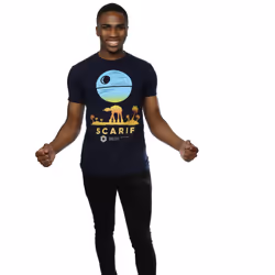 Star Wars Mens Rogue One Scarif Sunset T-Shirt - S, Deep Navy