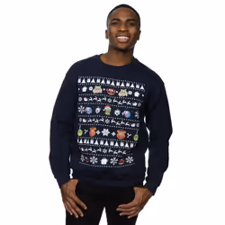 Disney Mens The Muppets Christmas Heads Sweatshirt - M, Navy Blue