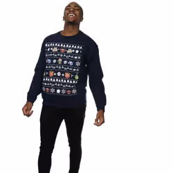Disney Mens The Muppets Christmas Heads Sweatshirt - M, Navy Blue