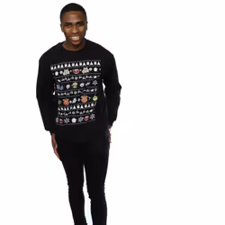 Disney Mens The Muppets Christmas Heads Sweatshirt - S, Black