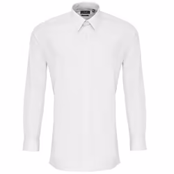 Premier Mens Long Sleeve Fitted Poplin Work Shirt - 16.5, White