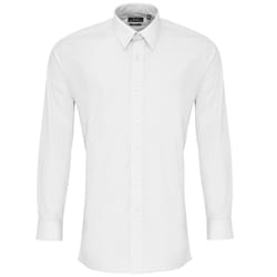 Premier Mens Long Sleeve Fitted Poplin Work Shirt - 16.5, White