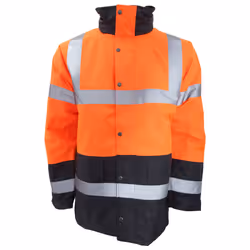 Portwest Mens Hi-Vis Waterproof Contrast Panel Traffic Jacket - 3XL, Orange/Navy