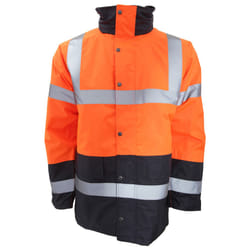 Portwest Mens Hi-Vis Waterproof Contrast Panel Traffic Jacket - 3XL, Orange/Navy