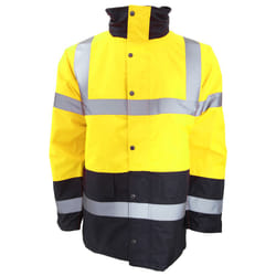 Portwest Mens Hi-Vis Waterproof Contrast Panel Traffic Jacket - L, Yellow/Navy