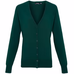 Premier Womens/Ladies Button Through Long Sleeve V-neck Knitted Cardigan - 20, Bottle