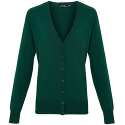 Premier Womens/Ladies Button Through Long Sleeve V-neck Knitted Cardigan - 20, Bottle