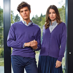 Premier Womens/Ladies Button Through Long Sleeve V-neck Knitted Cardigan - 18, Purple