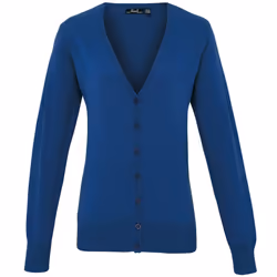 Premier Womens/Ladies Button Through Long Sleeve V-neck Knitted Cardigan - 12, Royal