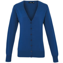 Premier Womens/Ladies Button Through Long Sleeve V-neck Knitted Cardigan - 12, Royal