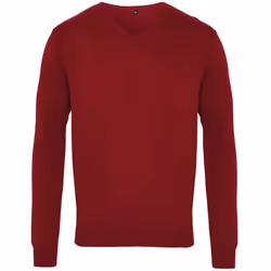 Premier Mens V-Neck Knitted Sweater - 2XL, Burgundy