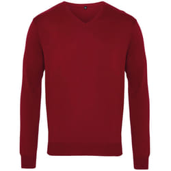 Premier Mens V-Neck Knitted Sweater - 2XL, Burgundy