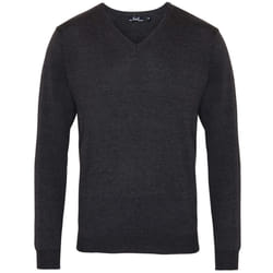 Premier Mens V-Neck Knitted Sweater - XL, Charcoal