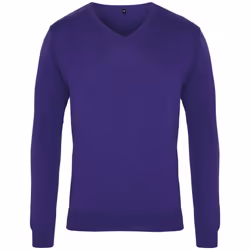 Premier Mens V-Neck Knitted Sweater - XS, Purple