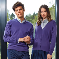 Premier Mens V-Neck Knitted Sweater - XS, Purple