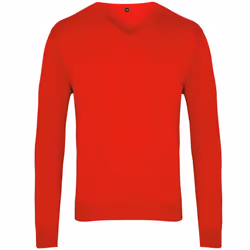 Premier Mens V-Neck Knitted Sweater - 2XL, Red