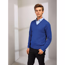 Premier Mens V-Neck Knitted Sweater - 2XS, Royal