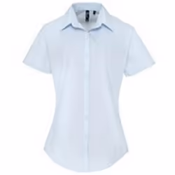 Premier Womens/Ladies Supreme Heavy Poplin Short Sleeve Work Shirt - 26, Light Blue