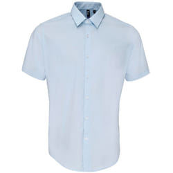 Premier Mens Supreme Heavy Poplin Short Sleeve Work Shirt - 15.5, Light Blue