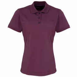 Premier Womens/Ladies Coolchecker Short Sleeve Pique Polo T-Shirt - M, Aubergine