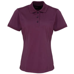 Premier Womens/Ladies Coolchecker Short Sleeve Pique Polo T-Shirt - M, Aubergine