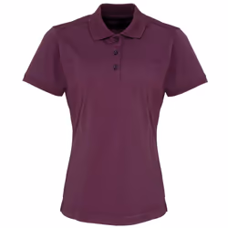 Premier Womens/Ladies Coolchecker Short Sleeve Pique Polo T-Shirt - XS, Aubergine