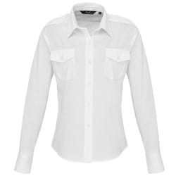 Premier Womens/Ladies Long Sleeve Pilot Shirt - 18, White