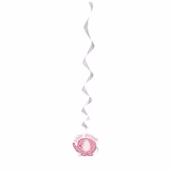 Unique Party Elephant Design Baby Shower Swirl Decoration (Pack Of 3) - One Size, Pink