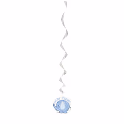 Unique Party Elephant Design Baby Shower Swirl Decoration (Pack Of 3) - One Size, Blue