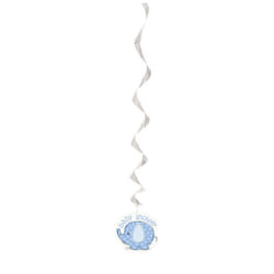 Unique Party Elephant Design Baby Shower Swirl Decoration (Pack Of 3) - One Size, Blue