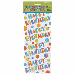 Unique Party Bubbly Birthday Cello Bags (Pack Of 20)