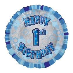 Unique Party 18 Inch Circle Blue Happy Birthday Foil Balloon - 9, Blue