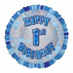 Unique Party 18 Inch Circle Blue Happy Birthday Foil Balloon - 12, Blue